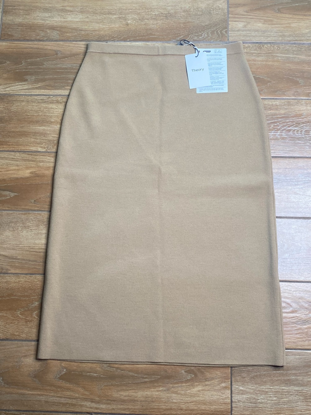 New Theory Large Tan Wool Pencil Skirt